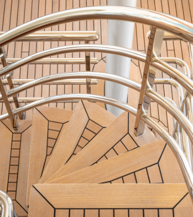 wooden stairs with railings