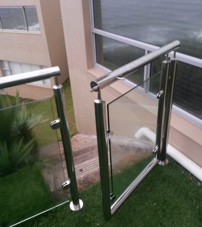 metal railings on a glass door